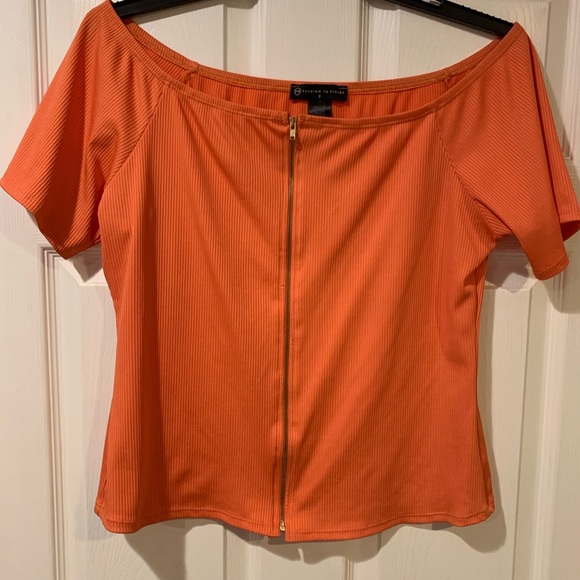 Fashion to Figure Tops - Fashion to Figure plus size 2 off shoulder coral